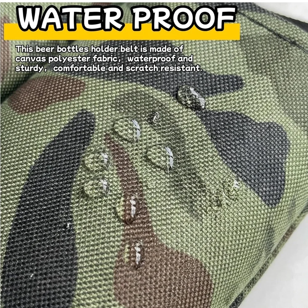 Adjustable Camouflage Beer Belt - 6 Pack Holder